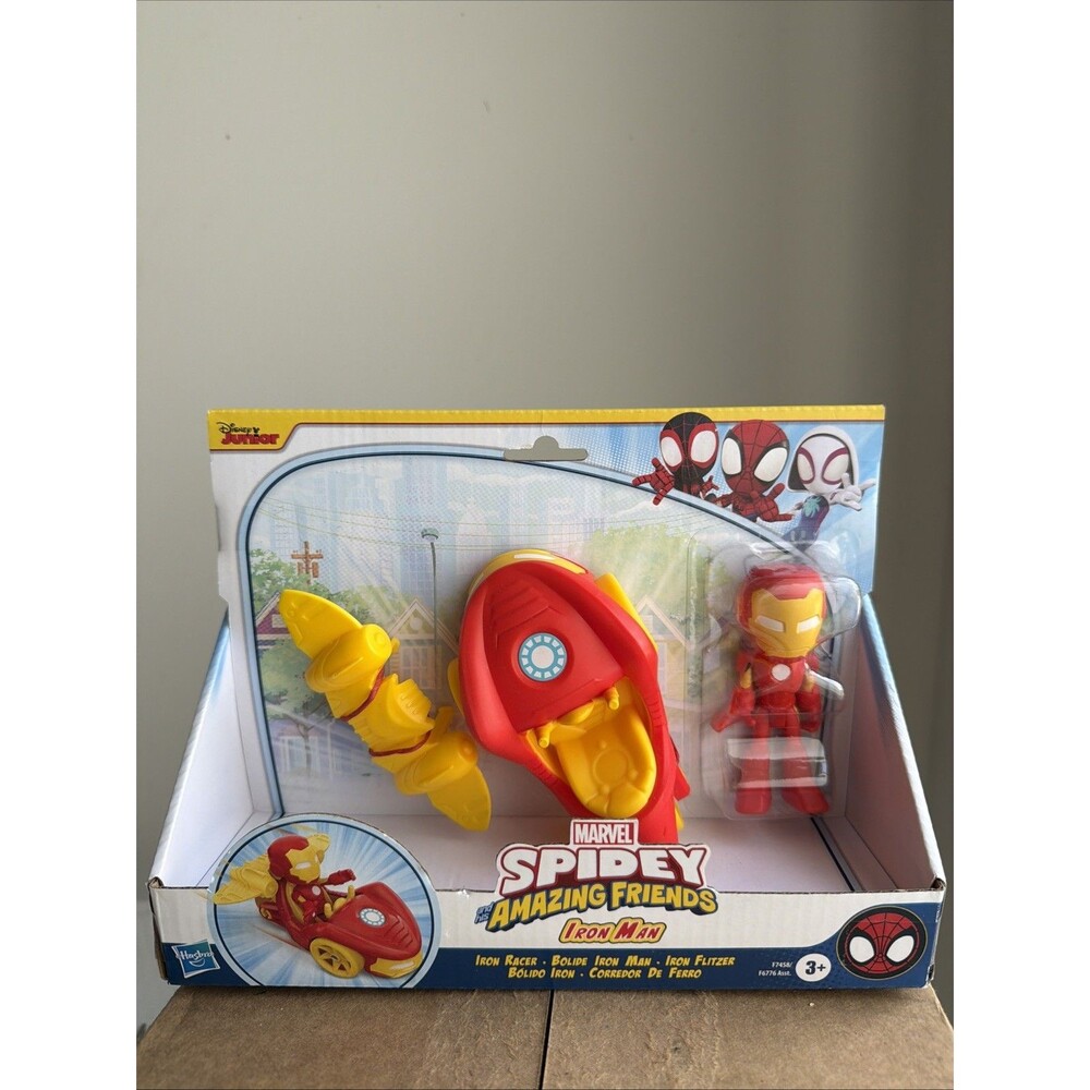 Marvel Disney Jr Spidey and His Amazing Friends Iron Man Iron Racer Toy Set New